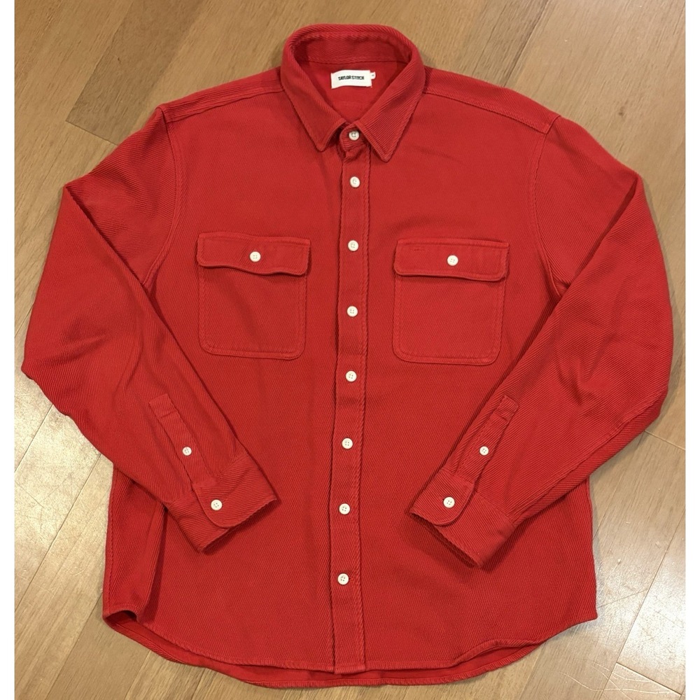 Taylor Stitch Button Down Shirt Red Flannel Corduroy Camp Shirt Men's 44 EUC